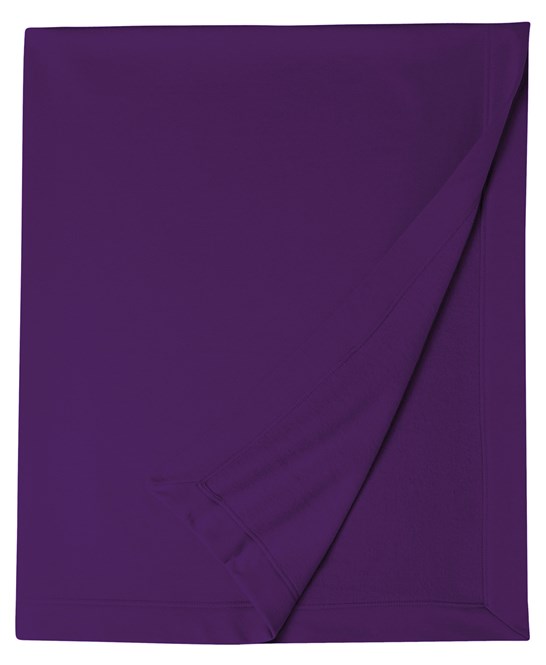 Air jet yarn; softer feel and reduced pilling. Dryblend® wicking performance technology delivers moisture-wicking properties. Heat transfer label. Mitred V corners. Hemmed sides all around. Twin needle stitching. 50” x 60”. CHOOSE YOUR LOGO